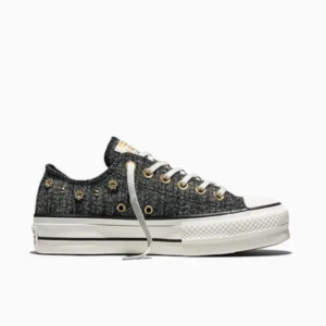 platform fekete rövid szárú tornacipő converse